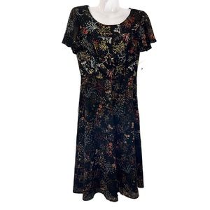 MODCLOTH Black Floral Embellished To Perfection Sequin Dress, Size M